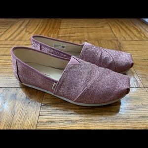 Sparkly Pink Toms 8.5